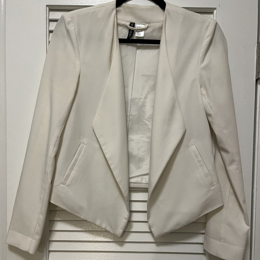 H&M White Open Blazer
